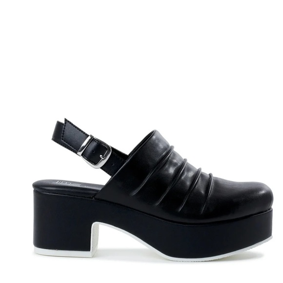 NWT Black Platform Cogs | Slingback | Ruched | Closed Toe - Picture 4 of 5